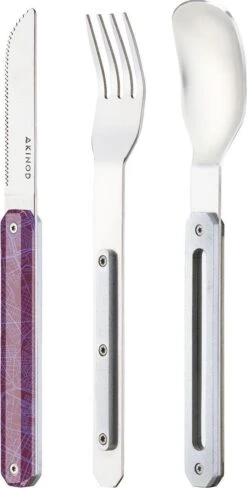 Couverts De Couverts De Camping Akinod 18 X 3,3 Cm Inox Argent/ Violet 3 Pièces -Cuisine Fournitures Magasin 607x1200 5