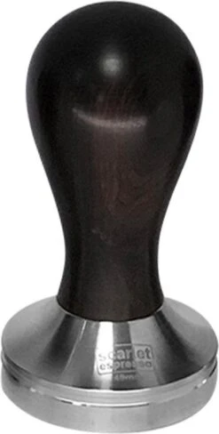 Expresso écarlate | Tamper "Classic" Pour Barista; Avec Poignée Ergonomique En Bois Précieux Et Base En Acier Inoxydable De Précision. Noir ébène 58 Mm