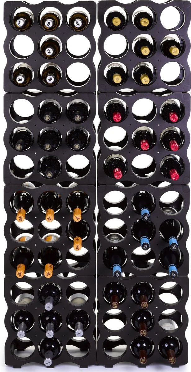2x Pièces De Porte-bouteilles De Vin / Porte-bouteilles Empilables Pour 9x Bouteilles - Taille 60,5 X 24,5 X 12,5 Cm 3 2x Pièces De Porte-bouteilles De Vin / Porte-bouteilles Empilables Pour 9x Bouteilles - Taille 60,5 X 24,5 X 12,5 Cm – Image 3