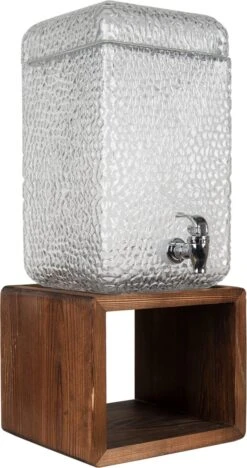 Pichet à Jus Clayre & Eef Avec Robinet Et Couvercle 22*20*50 Cm Pichet à Eau Carré En Glas Transparent -Cuisine Fournitures Magasin 633x1200 3