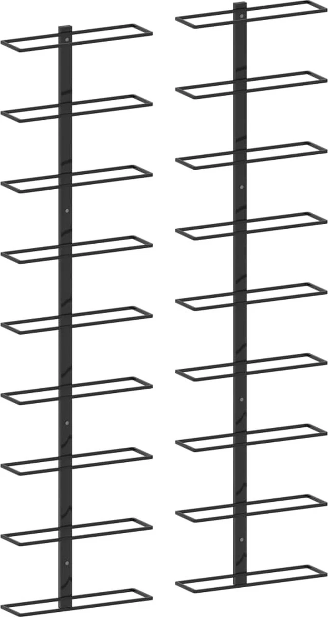 Range-bouteilles Premium - Casiers à Vin Muraux Pour 18 Bouteilles 2 Pcs Fer Noir 1 Range-bouteilles Premium - Casiers à Vin Muraux Pour 18 Bouteilles 2 Pcs Fer Noir