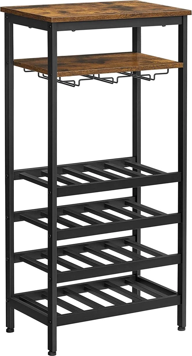 IN.HOMEXL Paradiso - Cave à Vin - Casier à Vin En Métal - Bois - Armoire Industrielle - Pour 20 Bouteilles - 100 X 50 X 30 Cm - Marron / Zwart 2 IN.HOMEXL Paradiso - Cave à Vin - Casier à Vin En Métal - Bois - Armoire Industrielle - Pour 20 Bouteilles - 100 X 50 X 30 Cm - Marron / Zwart – Image 2