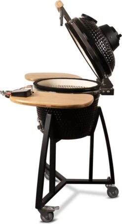 Patton - Kamado 16 - Premium Black - Barbecue En Céramique - Avec Indicateur De Température à Cœur Bluetooth - éclairage LED - Moyen - Complet - Noir -Cuisine Fournitures Magasin 654x1200