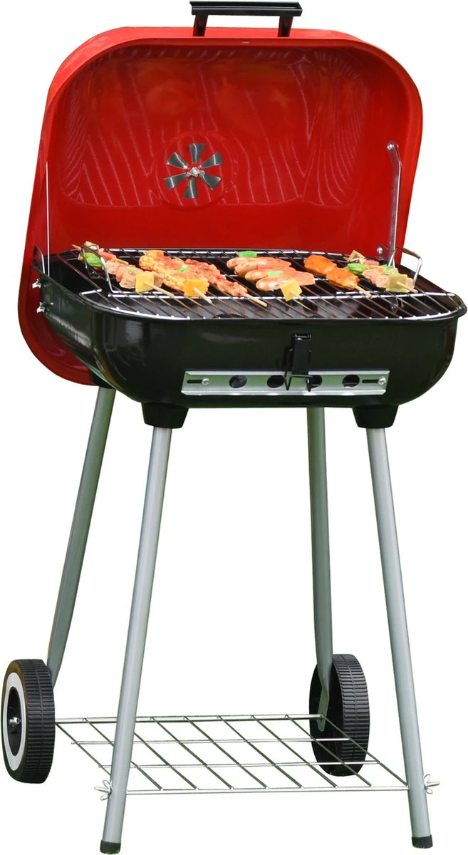 Barbecue à Charbon Outsunny Sur Roulettes Barbecue Chariot Boule Barbecue Grill Avec Couvercle BBQ Métal Rouge 01-0569 2 Barbecue à Charbon Outsunny Sur Roulettes Barbecue Chariot Boule Barbecue Grill Avec Couvercle BBQ Métal Rouge 01-0569 – Image 2