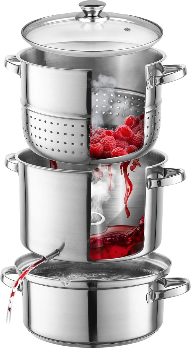 Presse-agrumes Professionnel 6 Pièces Florina / Presse-agrumes Lent Et Cuiseur Vapeur Pour La Cuisinière 8L - Presse-agrumes - Casserole à Jus - Presse-agrumes - Extracteur De Vapeur - Presse-fruits - Acier Inoxydable 8 Presse-agrumes Professionnel 6 Pièces Florina / Presse-agrumes Lent Et Cuiseur Vapeur Pour La Cuisinière 8L - Presse-agrumes - Casserole à Jus - Presse-agrumes - Extracteur De Vapeur - Presse-fruits - Acier Inoxydable – Image 8