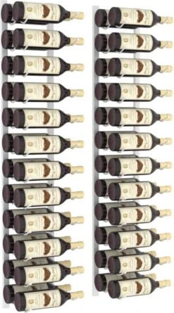 Range-bouteilles Casiers à Vin 2 Pièces Montage Mural Pour 24 Bouteilles Blanc Fer -Cuisine Fournitures Magasin 666x1200 2
