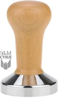 Cyrus Tamper Manche En Hêtre 58 Mm En Acier Inoxydable - Outils Barista - Café Cyrus - Pilon