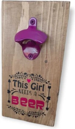 Décapsuleur Assiette Murale Rose Femme Décapsuleur Bière Décapsuleur Bois Cadeau Texte Noir