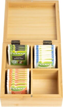 Boîte à Thé/boîte à Thé En Bois De Bamboe Marron 4 Compartiments 16 Cm - Boîtes/caisses à Sachets De Thé -Cuisine Fournitures Magasin 712x1200 3