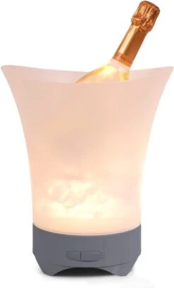 BRAINZ LED Cooler Deluxe - Haut-Parleur Bluetooth - Seau à Glace - Siècle Des Lumières LED - Grijs/ Wit