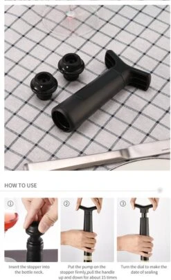 YUGN Pompe à Vide à Vin Bouchon à Vin - Bouchon à Vin Avec 4 Bouchons à Vin Sous Vide - Bouchon à Vin Avec Minuterie -Cuisine Fournitures Magasin 732x1200