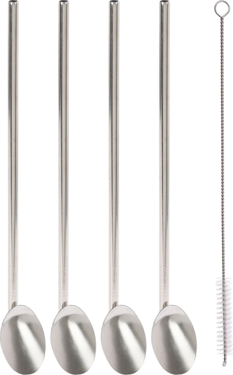 4x Verres à Verres à Cocktail / Verres à Mojito Transparents 410 Ml - Y Compris 4x Pailles Cuillères Réutilisables En Acier Inoxydable 2 4x Verres à Verres à Cocktail / Verres à Mojito Transparents 410 Ml - Y Compris 4x Pailles Cuillères Réutilisables En Acier Inoxydable – Image 2