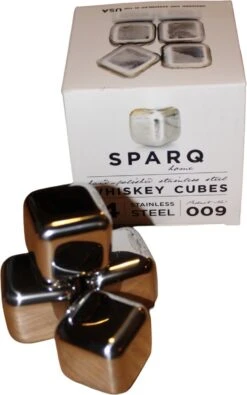 Sparq Home - Cubes à Whisky RvS - Pierres à Whisky - Ensemble De 4 Pièces - Pierres à Whisky - Pierres à Whisky - Glaçons - Cadeau - Noël