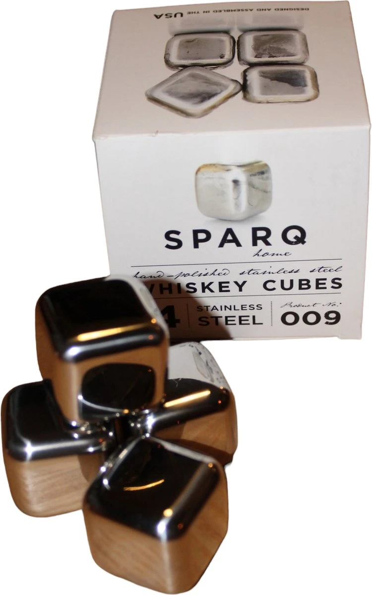 Sparq Home - Cubes à Whisky RvS - Pierres à Whisky - Ensemble De 4 Pièces - Pierres à Whisky - Pierres à Whisky - Glaçons - Cadeau - Noël 1 Sparq Home - Cubes à Whisky RvS - Pierres à Whisky - Ensemble De 4 Pièces - Pierres à Whisky - Pierres à Whisky - Glaçons - Cadeau - Noël