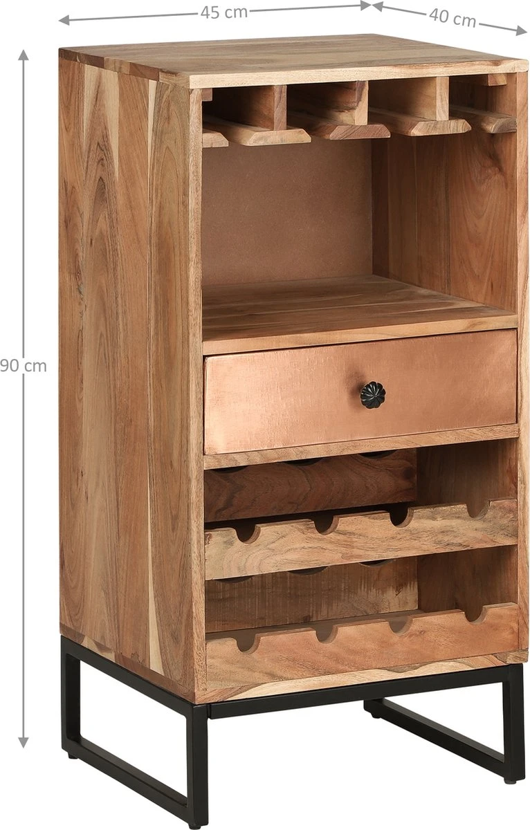 Cave à Vin Avec Porte-verres Et Tiroir 45x90x40 Cm Bois Tropical Design WOMO 7 Cave à Vin Avec Porte-verres Et Tiroir 45x90x40 Cm Bois Tropical Design WOMO – Image 7