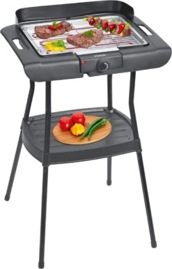 Bomann BQS 2244 CB, Gril Sur Pied Pour Barbecue, Grille De Gril Chromée, égouttoir En Métal, Pare-brise, Surface De Gril : 35,5 X 24,5 Cm, 2000 Watt