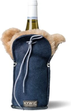 Seau à Champagne KYWIE En Peau De Mouton Texel 100% Naturelle - Couleur: Bleu / Gris