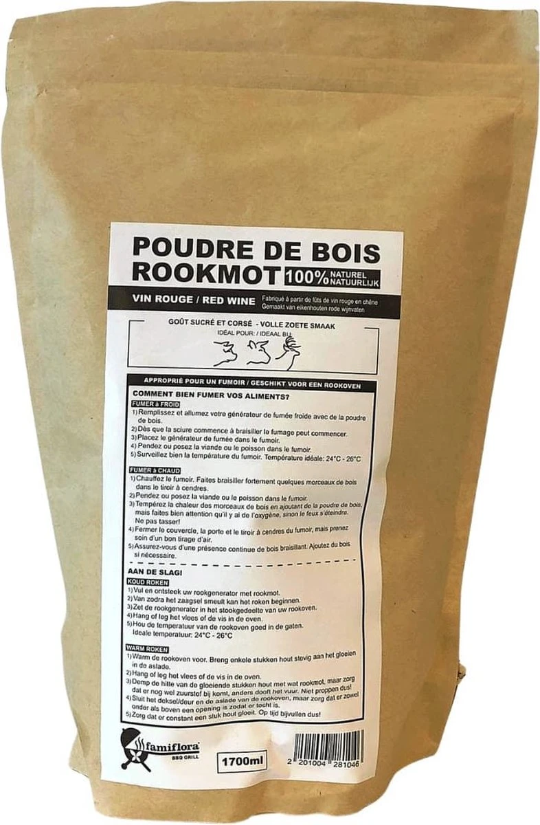 Famiflora BBQ Smoke Moth - Vin Rouge - 8500ML (5 Pièces De 1700ML) - Farine De Fumée Idéale Pour Le Gibier, Le Bœuf Et Le Porc Pour Un Goût Sucré Complet 2 Famiflora BBQ Smoke Moth - Vin Rouge - 8500ML (5 Pièces De 1700ML) - Farine De Fumée Idéale Pour Le Gibier, Le Bœuf Et Le Porc Pour Un Goût Sucré Complet – Image 2