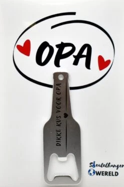 Porte-clés Décapsuleur Gros Bisou Pour Papy - Papy - Papy - Joli Cadeau Pour Papy - 6 X 9 CM