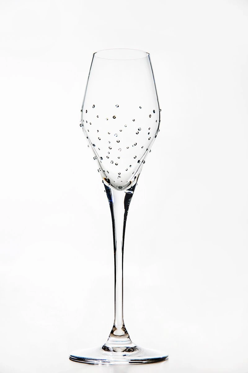 Verres à Champagne En Cristal 215 Ml - Avec Pierres Swarovski - Set De 2 Pièces - Option Extra Avec Gravure - Cadeau De Mariage
