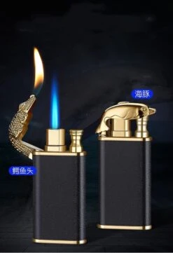 PlayElecGadget - Briquet Flamme Métal Crocodile Double Feu Briquet Creative Direct Coupe-Vent Flamme Ouverte Conversion Briquet -Cuisine Fournitures Magasin 822x1200 2