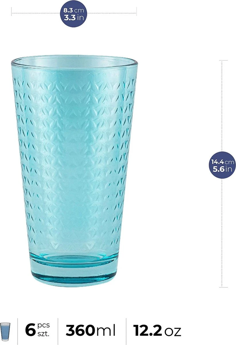 Tressa Verres Colorés, Ensemble De 6 Verres à Boire, 360 Ml, Verres à Cocktail, Verres à Eau, Verres Long Drink Colorés, Caipirinha, Verre à Boire, Verre à Eau, Motif Géométrique 6 Tressa Verres Colorés, Ensemble De 6 Verres à Boire, 360 Ml, Verres à Cocktail, Verres à Eau, Verres Long Drink Colorés, Caipirinha, Verre à Boire, Verre à Eau, Motif Géométrique – Image 6