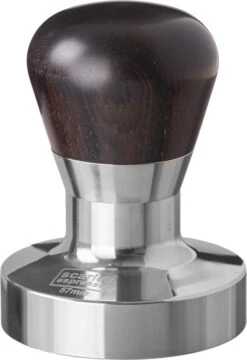 Expresso écarlate | Tamper "Passion" Pour Barista; Avec Poignée Ergonomique En PVC Ou En Bois Précieux De Votre Choix Et Base En Acier Inoxydable De Précision. Noir ébène 57 Mm