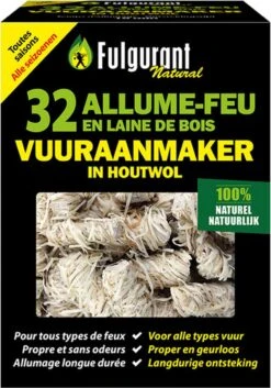 Allume-feu Fulgurant En Laine De Bois - Allumage Pour Tous Types De Feux - Prix Du Colis (32 Pièces)