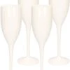 20x Verre à Champagne/prosecco Incassable Plastique Blanc 15 Cl/150 Ml - Verres/flûtes à Champagne Incassables