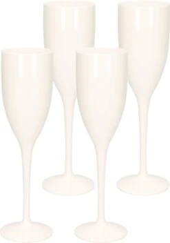 20x Verre à Champagne/prosecco Incassable Plastique Blanc 15 Cl/150 Ml - Verres/flûtes à Champagne Incassables