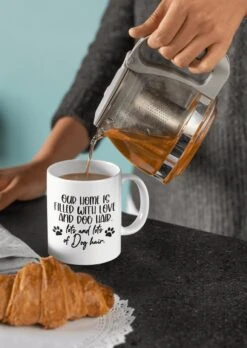 Notre Home Est Remplie D'amour Et De Poils De Chien Tasse En Céramique, Tasse Amusante Pour Propriétaire De Chien, Une Idée Cadeau Perfect , Tasses Mignonnes, D015-156W, 11 Oz,
