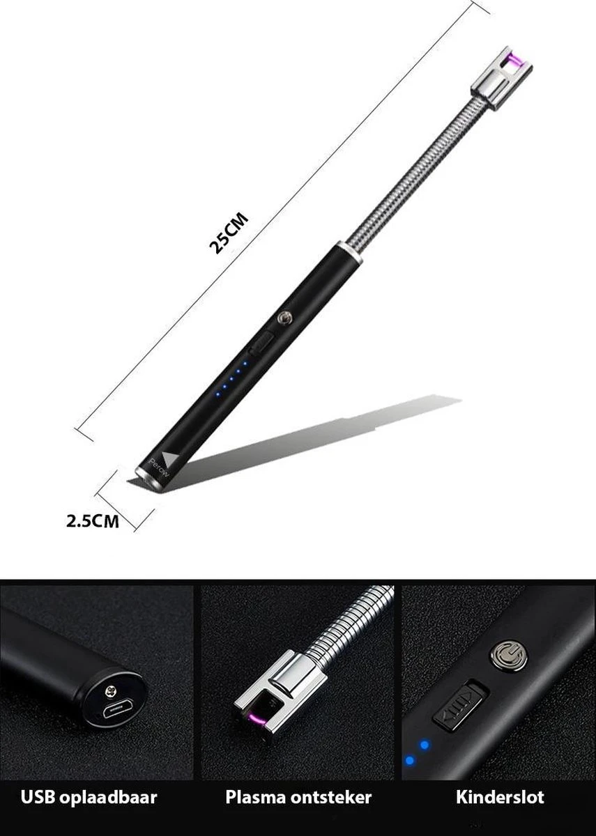Briquet électrique Long Rechargeable Pliable - Briquet Pliable - Briquet Plasma Durable - Comprend Un Emballage Cadeau - BBQ - Bougies 2 Briquet électrique Long Rechargeable Pliable - Briquet Pliable - Briquet Plasma Durable - Comprend Un Emballage Cadeau - BBQ - Bougies – Image 2
