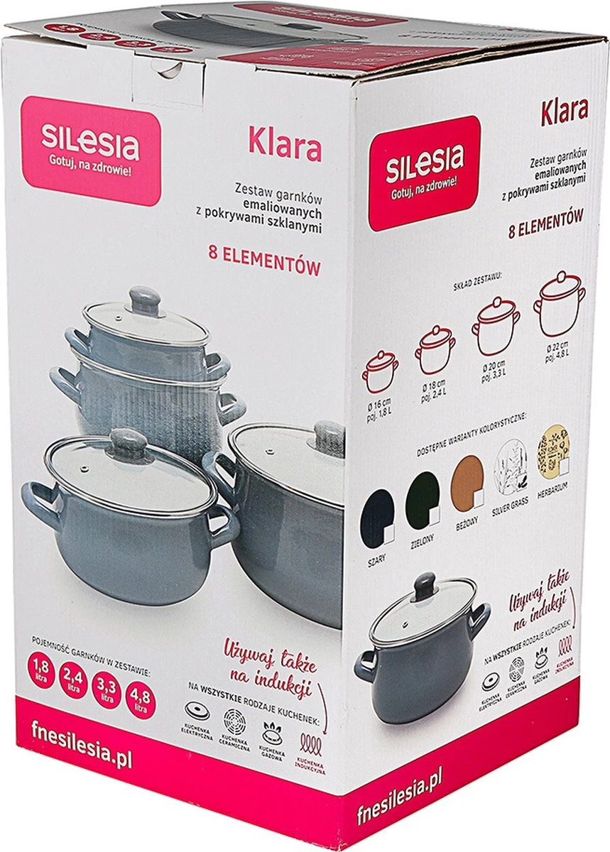 Silesia Klara Ensemble De Casseroles En émail 4 Pièces Rétro Blanc Avec Fleurs - Ensemble De Casseroles Et Poêles Pour Toutes Les Sources De Chaleur - Ensemble De Cuisson émaillé - Émail - Ensemble De Casseroles 2 Silesia Klara Ensemble De Casseroles En émail 4 Pièces Rétro Blanc Avec Fleurs - Ensemble De Casseroles Et Poêles Pour Toutes Les Sources De Chaleur - Ensemble De Cuisson émaillé - Émail - Ensemble De Casseroles – Image 2