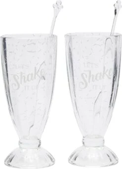 Riviera Maison Lot De 2 Verres à Milkshake - Shake It Up Glass & Stirrer - Transparent - Glas 300 ML - 2 Pièces - Coffret Cadeau