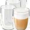 4 Verres à Cappuccino Thermiques à Double Paroi 250 Ml - Conserve La Température Plus Longtemps - Protège Vos Mains - Avec Coffret Cadeau
