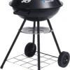 Blaupunkt GC401 Barbecue Au Charbon De Bois Sur Roulettes Grille De Support Ronde Grille De Jardin Chariot De Grillade Avec étagère Inférieure Diamètre 41 Cm Thermomètre BBQ Dans Le Couvercle