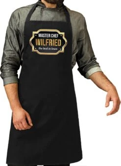 Cadeau Prénom Master Chef Wilfried Tablier De Cuisine / Tablier Barbecue Noir Pour Homme / Homme - Cadeau Fête Des Pères / Anniversaire / Retraite