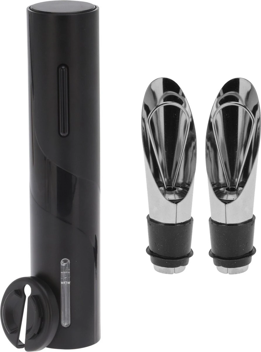 Excellent Houseware Tire-bouchon électrique Noir 23 Cm Plastique Avec 2x Bouchons De Fermeture Bec Verseur 1 Excellent Houseware Tire-bouchon électrique Noir 23 Cm Plastique Avec 2x Bouchons De Fermeture Bec Verseur