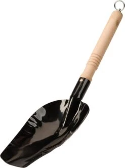 Pelle à Charbon Avec Manche En Bois + Anneau De Suspension - 19 X 12 Cm - Zwart