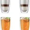 GLAEZ® Verres à Double Paroi - 4 Pièces - Verres à Café à Café Latte Macchiato - Tasses à Café/Verres à Thé - Verre Long Drink - Verre Mojito - Verre à Café Verres à Thé à La Main - Verres à Café Double Paroi - Set De 6 Pièces - 450 Ml