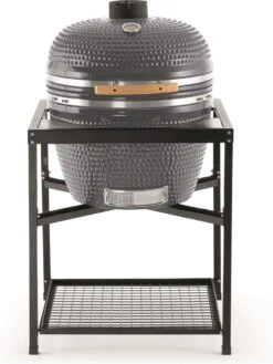 Landmann - Kamado - 26 Pouces - Grijs - Modèle De Table - Surface De Cuisson De 57 Cm - Avec Thermomètre - Avec Base Et Poignées - Double Paroi Et Isolé - Oeuf BBQ