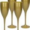 12x Verre à Champagne/prosecco Incassable Or Plastique 15 Cl/150 Ml - Verres/flûtes à Champagne Incassables
