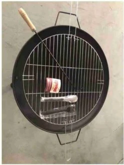 Brasero Pour BBQ - Panier à Feu Extérieur - Cheminée De Patio - Avec Poignées - 60 X 29 CM - Acier - Zwart - Avec Grilles Pour Le BBQ - Barbecue -Cuisine Fournitures Magasin 904x1200