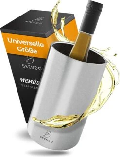 Refroidisseur De Bouteille Brendo® Pour Bouteilles De Vin, Champagne Et Champagne - Taille Universelle - Rafraîchisseur De Champagne En Acier Inoxydable à Double Paroi - Refroidissement Longue Durée