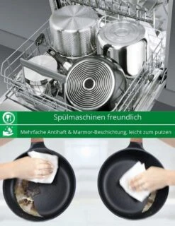 Clifter Casserole / Low Pan / Plat De Service - Revêtement En Marbre - Avec Poignées Amovibles En Silicone - Acier Inoxydable - 28cm -Cuisine Fournitures Magasin 925x1200