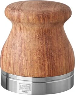 Expresso écarlate | Tamper "Comodo" Pour Barista; Avec Poignée En Bois Ergonomique De Votre Choix Et Base En Acier Inoxydable De Précision. Palissandre + Planche De Coffre 58 Mm