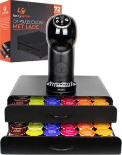 Porte-capsules Avec Tiroir Dolce Gusto - Porte-gobelet Pour 72 Capsules De Café - Porte- Porte-capsules - Acier Inoxydable - Zwart
