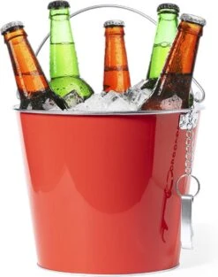 Seau à Glace/seau à Bière Métal Rouge - 6L - Seau à Boissons - Refroidisseur à Boissons - Refroidisseur à Vin