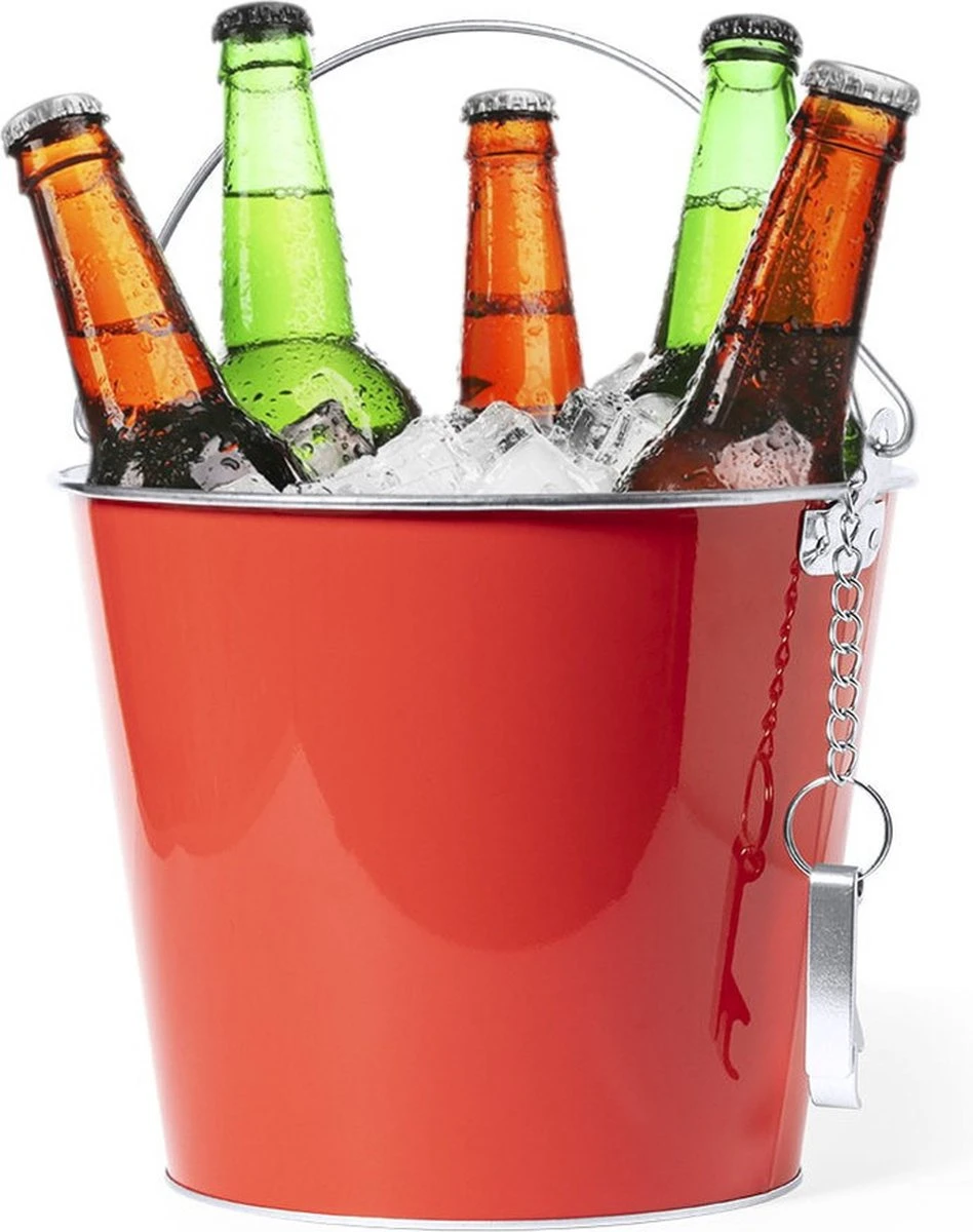 Seau à Glace/seau à Bière Métal Rouge - 6L - Seau à Boissons - Refroidisseur à Boissons - Refroidisseur à Vin 1 Seau à Glace/seau à Bière Métal Rouge - 6L - Seau à Boissons - Refroidisseur à Boissons - Refroidisseur à Vin