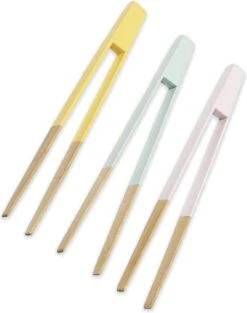 Pince De Service Bestron , Lot De 3, En Bois Naturel, Pince De Cuisine De 25 Cm De Long Pour La Maison, Idéale Pour Les Gaufriers, Poffertjes Ou Crêpières Bestron , Couleur : Multicolore